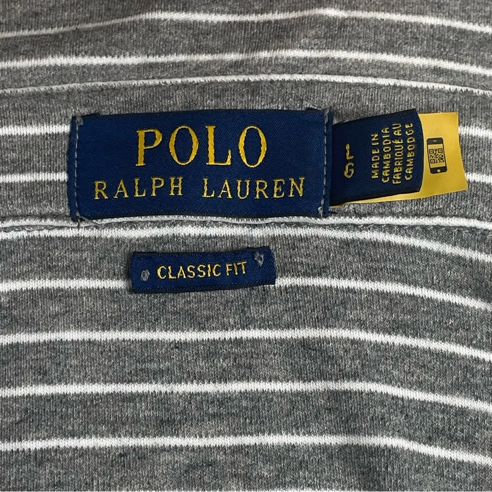 Men's Polo Ralph Lauren Classic‎ Fit Grey Heather Stripes Soft Feel Cotton 0274